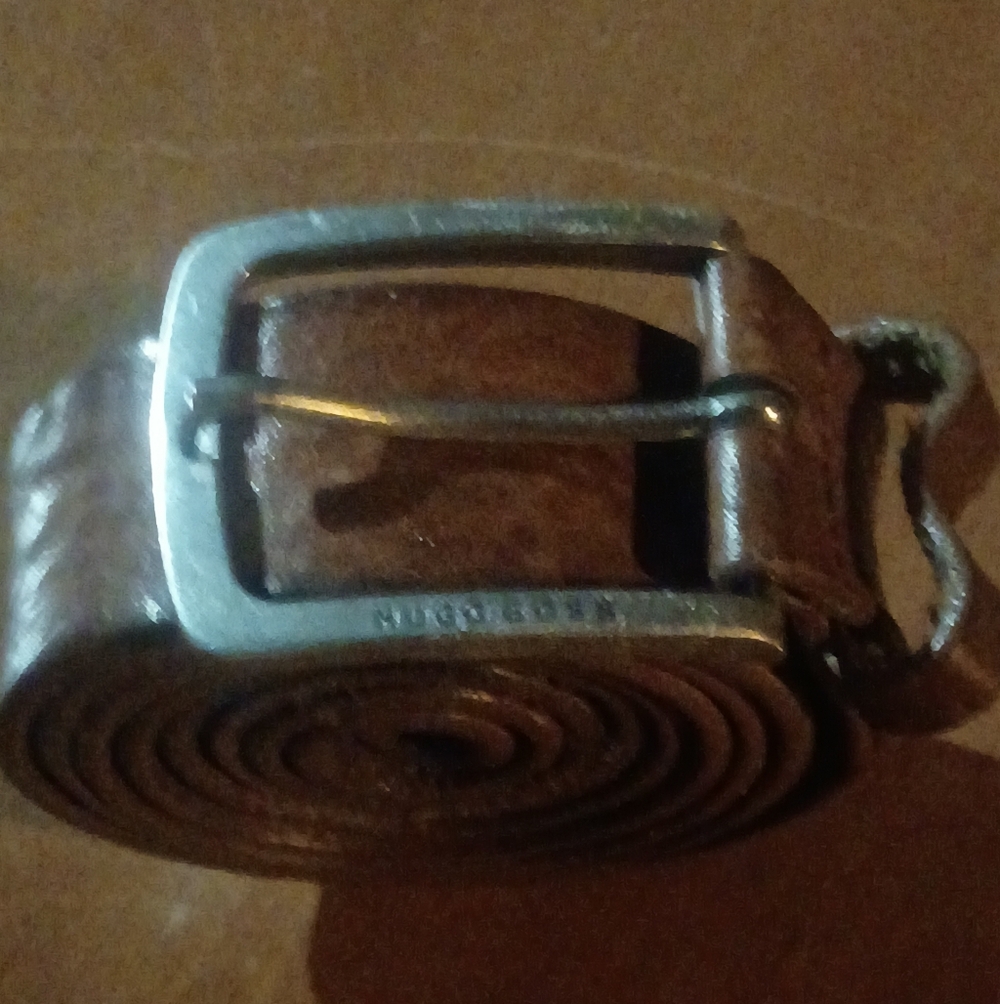 Hugo Boss Vintage Made in Italy Full Grain Leather Belt Mens 36 Brown Luxe 🇮🇹
